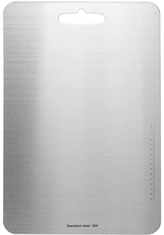 Tabla de cortar de acero inoxidable de doble cara, tabla de cortar de cocina 304 para carne y verduras, superficie grande para preparar alimentos con un diseño fácil de limpiar par (Grande)