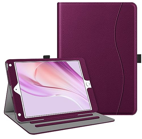 Fintie Hülle für iPad 9.7 Zoll 2018 2017 / iPad Air 2 / iPad Air 1 | Mehrere Blickwinkel, Folio-Schutzhülle mit Stifthalter, Staufach & Eckenschutz, Auto Schlaf-/Wach funktion, Lila