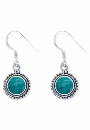 mantraroma Ohrring Türkis 925 Silber Damen rund