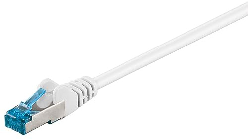 Goobay 92713 Câble patch CAT 6a Ethernet double blindage S-FTP jusqu'à 10000 Mbits/s 500 MHz Câble cuivre sans halogène Prise RJ-45 Connecteurs plaqués or Blanc 5 m
