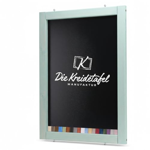 Rustikale Tafel Kreidetafel Wandtafel Küchentafel mit Holzrahmen zur Beschriftung mit Kreide im Landhausstil in verschiedenen Größen und Farben (Zartgrün, 50x70cm)