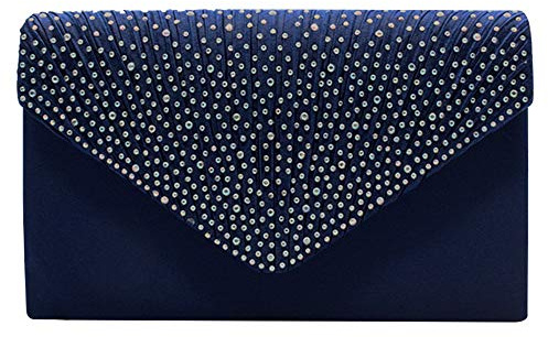 SteelFever Women Diamante Envelope Clutch Bag Evening Handbag Purse Wedding, Bridal, Prom, Party Shoulder Bags
