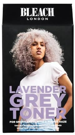 Bleach London Lavender Grey Toner Kit - Ammonia-Free Toning for Silvery Lilac Finish - Ideal to neutralise brassy yellow in Light Blonde Hair - with Smooth and Shine Complex (Complete Kit)
