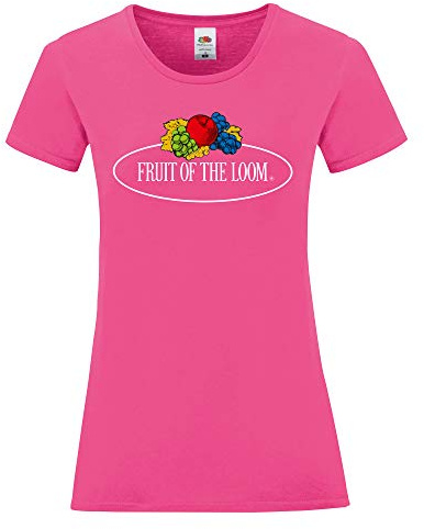 Fruit of the Loom Maglietta Ladies Iconic 150 con logo vintage sul petto