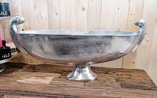 MichaelNoll Schale Dekoteller Deko Aluminium Silber - Moderne Dekoschale aus Metall - Tischdeko Hochzeit - Dekoration für Wohnzimmer, Esszimmer oder Küche - XXL 81 cm