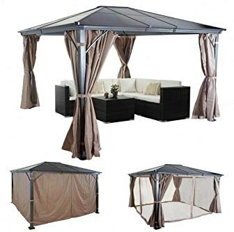 Garten Pavillon Pergola 3x3,6m Moskitonetz Gartenzelt Partyzelt Alu