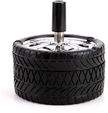 Drück Aschenbecher - Winddichter Tischaschenbecher Mit Drehbarem Deckel, Schwarz, Für Zuhause, Büro Und Draußen (1 Stück)