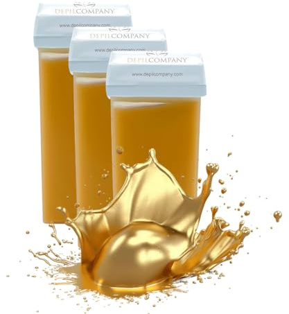 Depilcompany Roll on Gold Wax Cartridge, Hair removal for Women-men, Painless, Sensitive skin, With Titanium Dioxide, At Home Seft Waxing, Not include Wax Warmer and Strips, 110ml / 3.72oz (3 PACK).