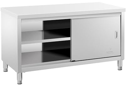 Royal Catering Arbeitsschrank Edelstahl 150 x 70 x 85 cm 500 kg Tragkraft Gastro Edelstahlschrank