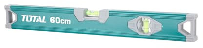 TOTAL - Nivel Burbuja | 60 cm | 2 Burbujas Para Horizontal y Vertical | Herramienta Para Trabajos de Carpintería y Bricolaje | Lateral de ABS Para Amortiguar los Golpes | Aluminio
