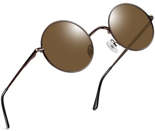 Joopin Klassische Rund Sonnenbrille Herren Polarisierte Retro Hippie Brille | Leichtmetall-Kleinrahmen, 30° Flex-Scharnier, UV400, Schmale, Steampunk, Unisex, Verspiegelte, Festivals, Partys, Halloween