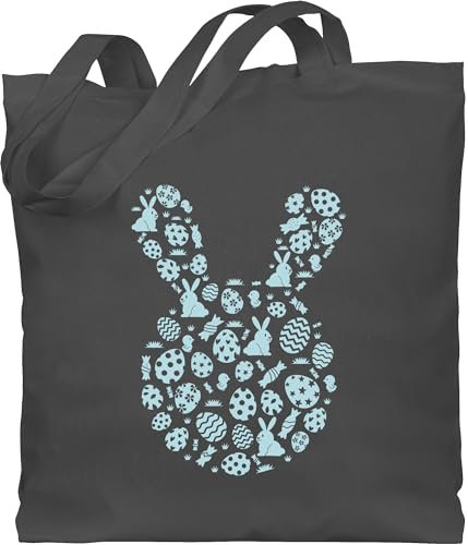 Baumwolltasche - Ostergeschenk Ostern - Hase Kopf Silhouette I - Unisize - Dunkelgrau - oster jutebeutel osterhasentasche ostermotiv hasen beutel osterhasen osterngeschenke ostergeschenke easter