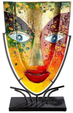 GILDE GlasArt Dekovase - Face Blue Eye Glas - Deko Wohnzimmer - Höhe 47 cm, 39874, Mehrfarbig