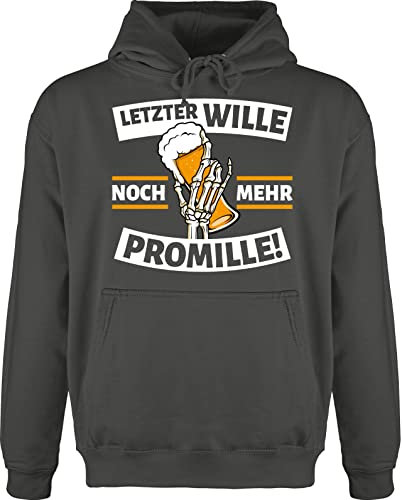 Hoodie Herren Pullover Männer - Party & Alkohol - Letzter Wille mehr Promille! Skeletthand mit Bier - M - Anthrazit - sauf promille pulli alki unser hoodies saufen pullis saufgeschenk hoody