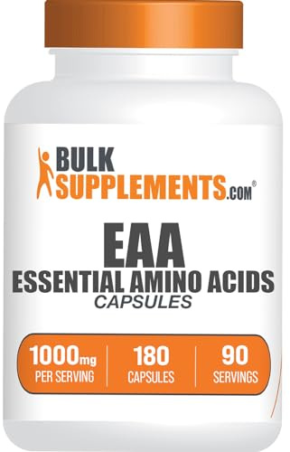 BulkSupplements.com Essential Amino Acids Capsules (EAA) - Amino Acids Supplement - EAAs Amino Acids - EAA Capsules - 1000 mg Serving - 90 Day Supply (180 Gelatin Capsules)