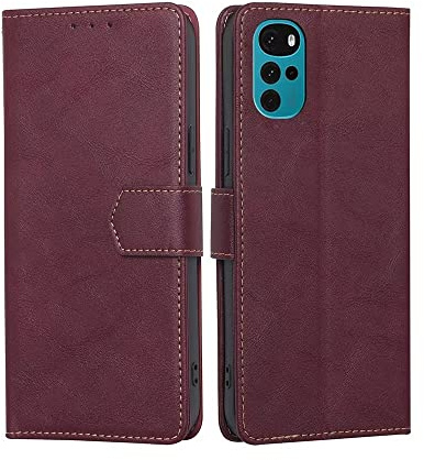 RankOne Funda Compatible con Motorola Moto g22 (6.5 Inches), Funda de Piel Tipo Folio Flip Protectora con Ranura para Tarjeta Carcasa - Rojo