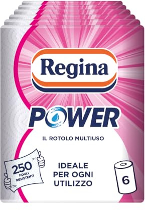 Regina Power, 6 Rotoli di Carta Multiuso a 2 Veli