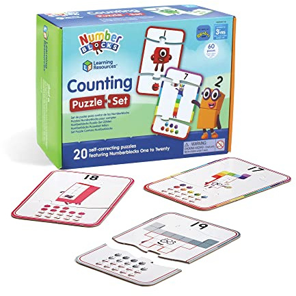 Learning Resources Numberblocks-räknepussel, lära sig räkna från 1 till 20, Numberblocks-pussel, räknepussel för barn från 3 år, 20 lärande pussel i en låda, 3-bitarspussel, ålder 3+