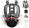 Maschera antigas integrale – Maschera antigas riutilizzabile di sopravvivenza nucleare e chimica con filtro a carbone attivo da 6001 cn e 40 mm contro gas/polvere/vapori/fumi per prodotti chimici