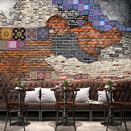 TANYANG Papier Peint Personnalisé 3D Photo Mural Brique Mur Art Nostalgique Rétro Fond Mur Papel De Parede Papier Peint Pour Murs 3 D 150Cm(W)×105Cm(H)