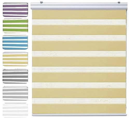 Vertikaljalousie 35 x 150 cm Sichtschutz, Lichtschutz, Blendschutz Duorollo Doppelrollo mit Verstellbarer Kette für Fenster und Türen, Küche, Sandgelb