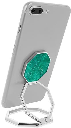 cobee Cavalletto ad anello per cellulare, rotazione a 360°, in metallo, pieghevole, regolabile, compatibile con la maggior parte degli smartphone (marmorizzato argento)