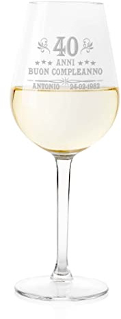 Colorfamily Calice Vino 50 cl PERSONALIZZABILE Compleanno con nome anni e data nascita Incisione - Idea regalo