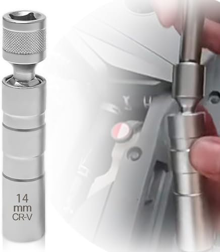 TUZHE Llave de bujía magnética universal flexible de 14/16 mm, juego de herramientas para quitar bujías (14 mm)