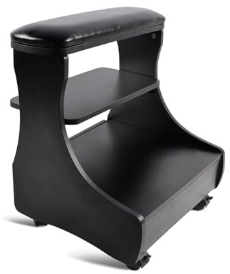 Kalolary Pédicure Pied Rest, Manucure Foot Rest with Wheels PU Leather Home Beauty Foot Recking Pédicure Foot Tool Stand pour Une Utilisation de Salon à Domicile Easy at Home (Noir)