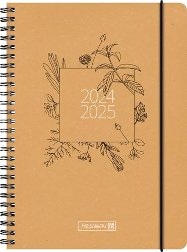 BRUNNEN Schülerkalender (2024/2025) „Ecoflower“, 2 Seiten = 1 Woche, A5, 208 Seiten, braun