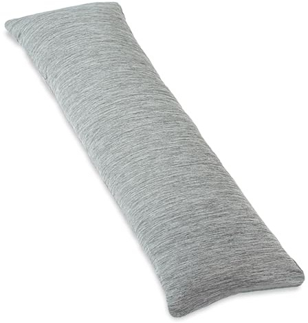 1 MIDDLE ONE Coussin de Corps rafraîchissant en Mousse à mémoire de Forme pour Adultes, Long Oreiller pour lit, Grand Coussin Ferme pour dormeurs latéraux avec Housse Grise, 137 x 50 cm