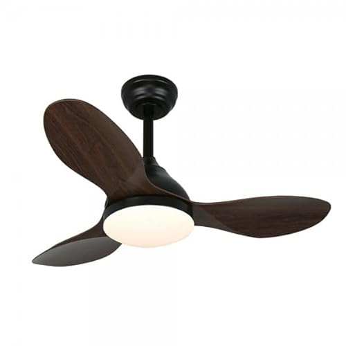 Bilake Ventilador de Techo Negro y Madera stel Slim con luz Regulable 20W 1900Lm | Ventilador de Techo Motor DC 2T Grande y pequeño
