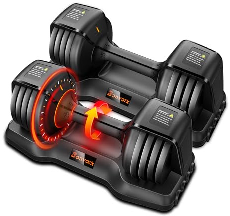Hanteln Hantelset - Bonvork 5-in-1 Gewichtssets mit Antischlottender Texturen-Griff für Training & Fitness, 1-Sekunden-Einstellbare Gewichte mit Gusseisen (25, Kilogramm)
