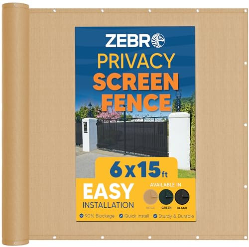 Zebro Maschendrahtzaun-Sichtschutz, 1,8 m x 4,5 m, Beige – Zaunabdeckung, strapazierfähig, mit Messingösen, perfekt für den Außenbereich, Hinterhof