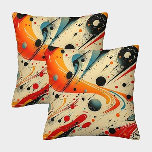 KWPGMDRY 2 Pack Atomic Boomerang 3D Image Abstract Printed Single-sided Cushion Cover 50x50cm