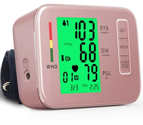 Blood Pressure Monitors,Pink Blood Pressure Machine Bp Cuff Automatic Upper Arm with 8.7”-16.5 inches Adjustable Automatic High Blood Pressure Cuff for Home Use 2 x 90 Sets Memory (Blue BP Cuff)