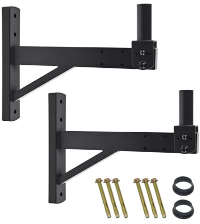 DAGCUXIN Speaker Wall Mount,Wall Speaker Mount Brackets for Professional Audio,PA Speakers,Hold up to 100lbs,DX-319(2 Packs Black)
