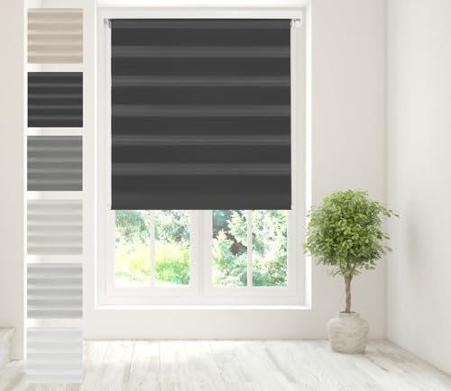 Caecus Day Night Zebra Roller Blind Black 240cm x 160cm