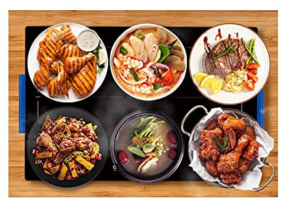 Electric Food Warmer Plate, Electric Warming Tray Food Warmer Warming Serving Tray Food Warmer Hot Plate with Adjustable Temperature Control Keep Food Warm for Buffets Parties Home Dinner