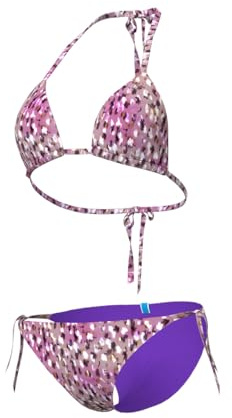ARENA Water Prints Bikini Mujer, Traje de Baño en Tejido Elástico Reciclado de Secado Rápido, Bikini para Playa y Piscina con Copas Extraíbles, Top y Braguitas con Lazos
