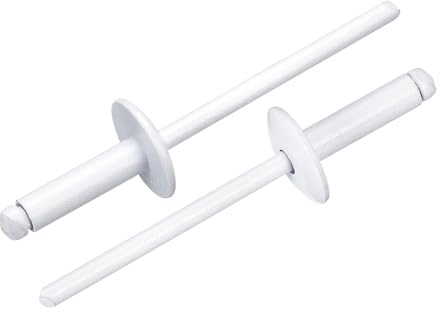sourcing map 50Pcs 5/32x1/2 Large Flange Head Blind Rivets, Zinc-Plated Carbon Steel Grip and Mandrel Cap Blind Rivets, White