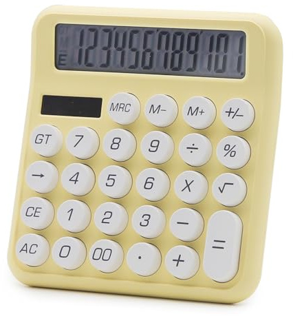 OFFIDIX Büro-Tischrechner, 12-stelliger Standard-Taschenrechner, niedlich, Bonbonfarben, elektronischer Taschenrechner (gelb)