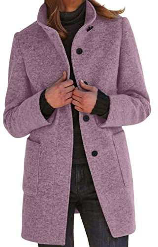 Mashaouyo Tweed Blazer long blazer pour femme - Tenue d'affaires longue - Veste Sassyclassy - Cardigan - Costume occidental - Veste de transition - Veste d'extérieur élégante, lilas, XL