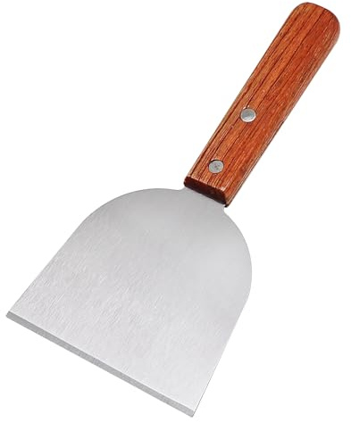 BBQ RAPRAPER para la limpieza de la parrilla, BBQ Scraper - Palabra de pescado frito de acero inoxidable - Raspador de barbacoa con bordes de bisel para planchas con mango de madera para cocinar, limp