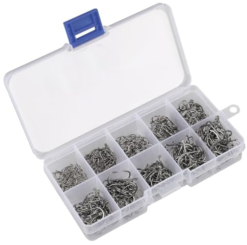 LAJUP Hamecon Peche Pour Leurre, 500 Pcs Hameçons De Pêche En Acier À Haute Teneur En Carbone, Hameçons Classiques Et Ronds, Solides À Barbelé, Hameçon De Pêche