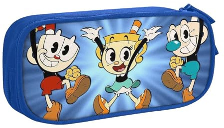 YINGD Cuphead Mugman Chalice Pencil Case Large Capacity Doublelayer Pen Bag School Stationery Pouch Pencil case Supplies Pencase