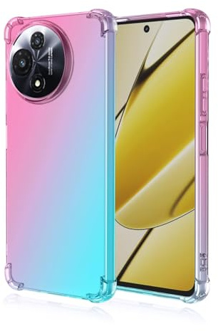 Topme Custodia per Telefono per TCL 60R 5G / TCL 60 5G (6.7 Inches), Cover per Cellulare con Gradiente di Colore Trasparente in Morbido Silicone TPU - Rosa Verde