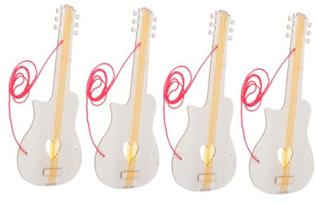 IMIKEYA 4 Pezzi Chitarra Legno Vuota per Strumento Musicale Diy per Pittura Attività Creative in Età Prescolare per Educazione Musicale Divertimento