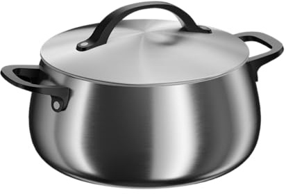 BergHOFF Home Kochtopf (24cm)– Edelstahl Topf mit Deckel – Kochtopf für alle Herdarten inkl. Induktion – Pastatopf - spülmaschinengeeignet & Ofenfest - schwarz