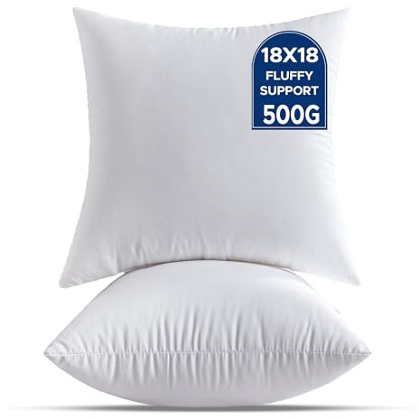 QSWRD 45 x 45 CM Kuddar Set om 2 Medelstor Vita Innerkuddar Dekorativa Kuddfyllning Ryggkuddeinsatser för Soffkudde Fyrkantig Kuddeinsats Inomhus Prydnadskuddar